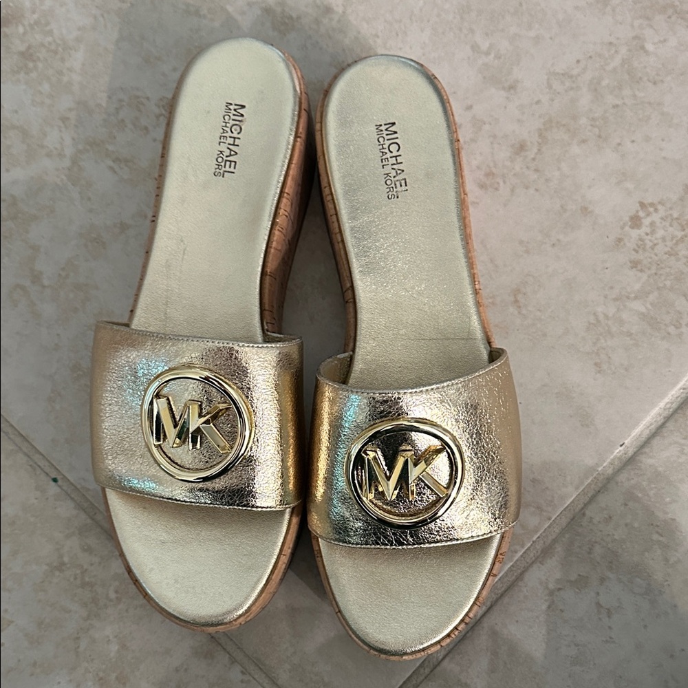 Michael Kors Gold Slide Sandals